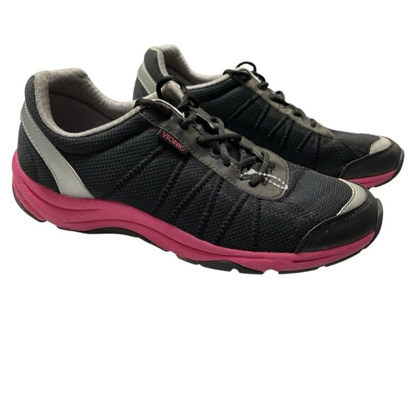 Vionic Alliance Shoe Womens 9.5 Black Pink‎ Lace Up Athletic Sneaker Comfort - Picture 1 of 12